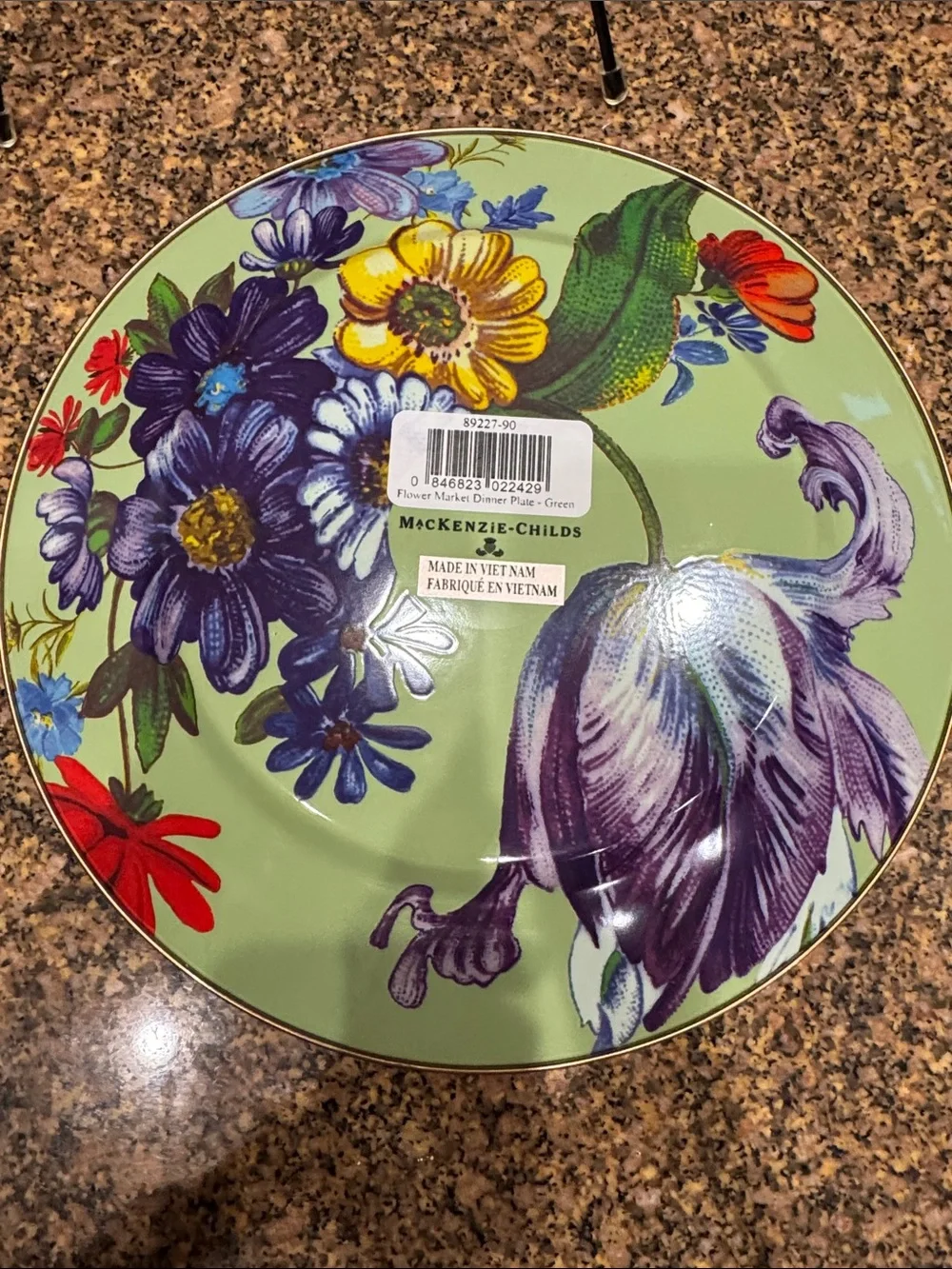 MacKenzie-Childs Retired Green Flower Market Dinner Plate 10